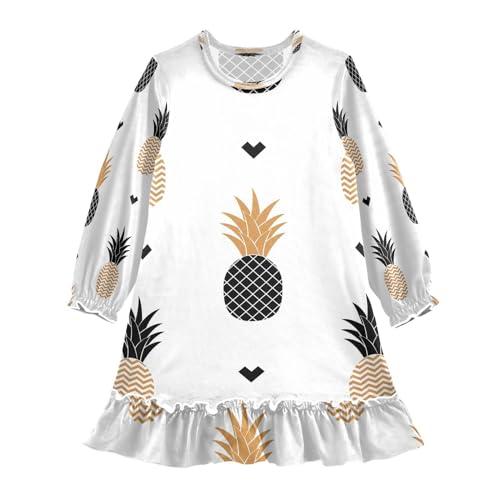 Mädchen Nachthemd Tropisch Ananas Heart Langarm Schlafanzug Kleider Nachtwäsche Nightdress Pyjamas Fruit,3-10 Jahre von HMZXZ