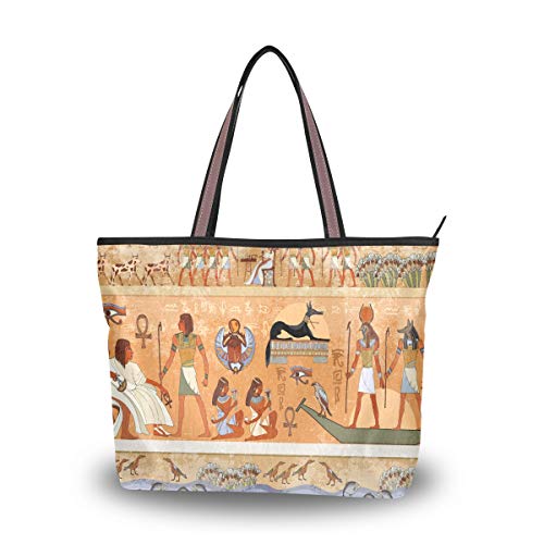 RXYY Ägyptische Tribal-Pharaonen-Handtaschen und Geldbörse für Damen, Tragetasche, großes Fassungsvermögen, Tragegriff, Shopper Schultertasche, mehrfarbig, Large von HMZXZ