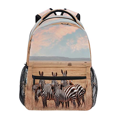 RXYY Afrikanisch Tier Zebras Drucken Schulrucksack für Jungs Mädchen Groß Kapazität Büchertasche Reise Tasche Schulter Hochschule Tagesrucksäcke Tasche Wandern Camping von HMZXZ