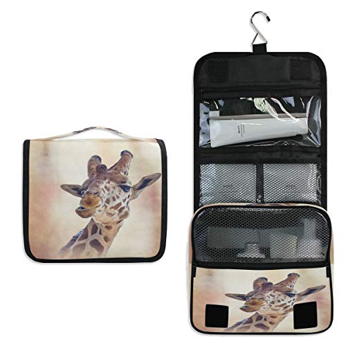 RXYY Hängend Kulturtasche Kunstmalerei Giraffe Aquarell ausklappbar Bad Turnhalle Kulturbeutel Veranstalter tragbar kosmetisch Waschtasche für Frauen Mädchen von HMZXZ