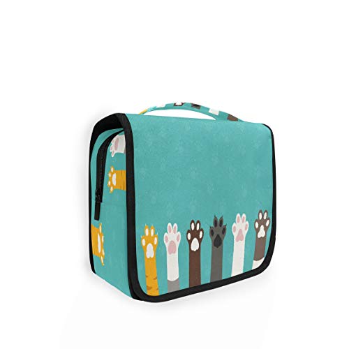 RXYY Hängend Kulturtasche Niedlich Katze Pfote Drucken ausklappbar Bad Turnhalle Kulturbeutel Veranstalter tragbar kosmetisch Waschtasche für Frauen Mädchen von HMZXZ