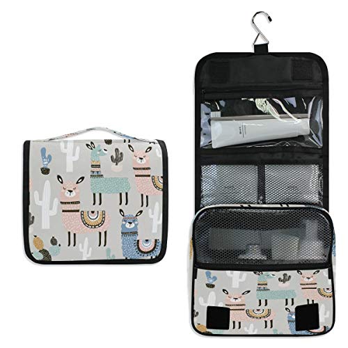 RXYY Hängend Kulturtasche Tropisch Alpaka Anruf Kaktus Kakteen ausklappbar Bad Turnhalle Kulturbeutel Veranstalter tragbar kosmetisch Waschtasche für Frauen Mädchen von HMZXZ