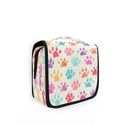RXYY Hängend Kulturtasche bunt Hund Pfote Drucken ausklappbar Bad Turnhalle Kulturbeutel Veranstalter tragbar kosmetisch Waschtasche für Frauen Mädchen von HMZXZ