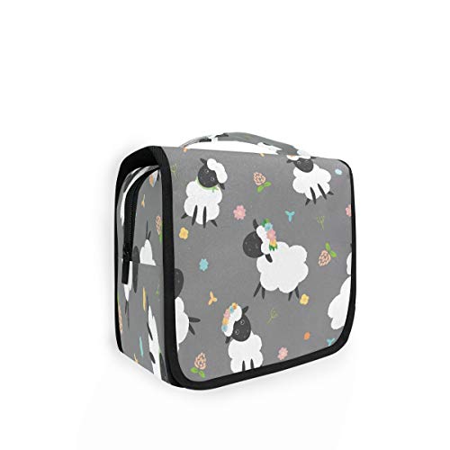 RXYY Hängend Kulturtasche komisch Schaf Blumes Muster ausklappbar Bad Turnhalle Kulturbeutel Veranstalter tragbar kosmetisch Waschtasche für Frauen Mädchen von HMZXZ