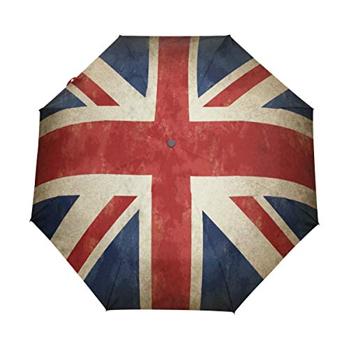 RXYY Jahrgang England Britisch Vereinigtes Königreich Flagge Falten Auto Öffnen Schließen Regenschirm für Frauen Männer Jungs Mädchen Winddicht Kompakt Reise Leicht Regen Regenschirm von HMZXZ