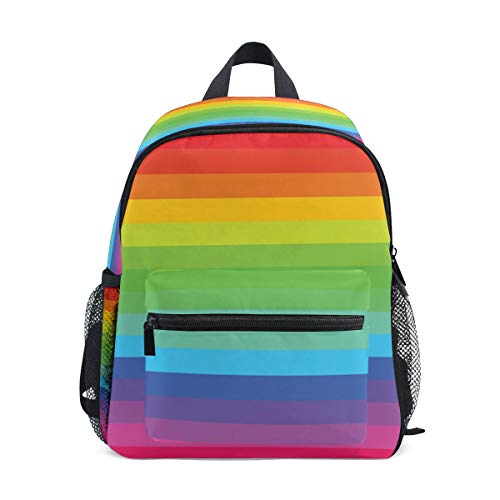 RXYY Kinder Rucksäcke Regenbogen Streifen Kunstmalerei Tagesrucksäcke Reise Kleinkind Vorschule Schule Tasche Beiläufig Rucksack mit Truhe Gurt zum Mädchen Jungs von HMZXZ