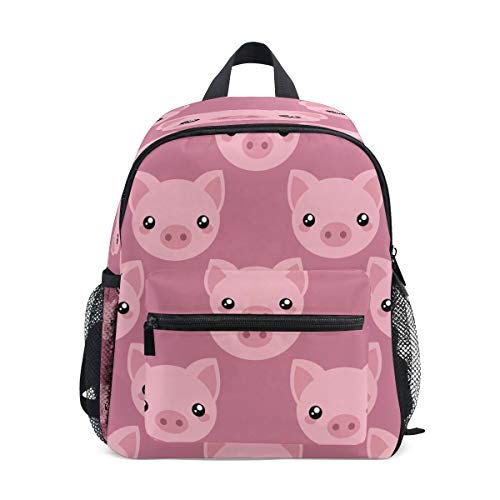 RXYY Kinder Rucksäcke Rosa Tier Schwein Gesicht Tagesrucksäcke Reise Kleinkind Vorschule Schule Tasche Beiläufig Rucksack mit Truhe Gurt zum Mädchen Jungs von HMZXZ