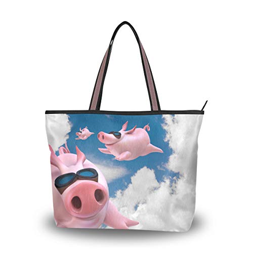 RXYY Komisch Fliegend Schweins Himmel Handtaschen und Geldbörse für Frau Tote Tasche groß Kapazität obenGriff Käufer Schulter Tasche von HMZXZ