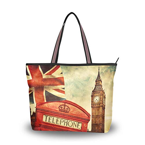 RXYY London Big Ben Union Jack Handtaschen und Geldbörse für Frau Tote Tasche groß Kapazität obenGriff Käufer Schulter Tasche von HMZXZ