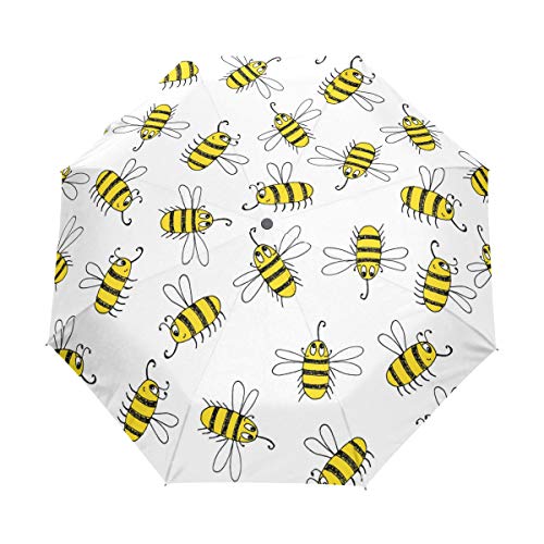 RXYY Niedlich Biene Muster Falten Auto Öffnen Schließen Regenschirm für Frauen Männer Jungs Mädchen Winddicht Kompakt Reise Leicht Regen Regenschirm von HMZXZ