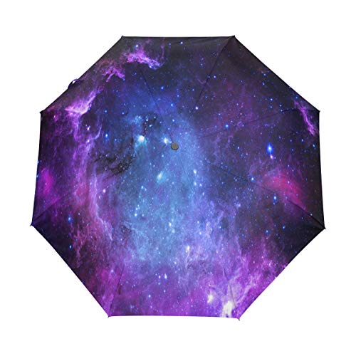 RXYY Universum Galaxis Sterne Nebel Falten Auto Öffnen Schließen Regenschirm für Frauen Männer Jungs Mädchen Winddicht Kompakt Reise Leicht Regen Regenschirm von HMZXZ