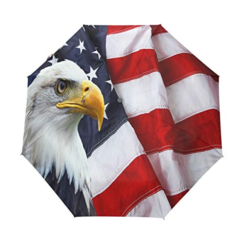 RXYY Vogel Condor Adler Amerikanisch Flagge Falten Auto Öffnen Schließen Regenschirm für Frauen Männer Jungs Mädchen Winddicht Kompakt Reise Leicht Regen Regenschirm von HMZXZ