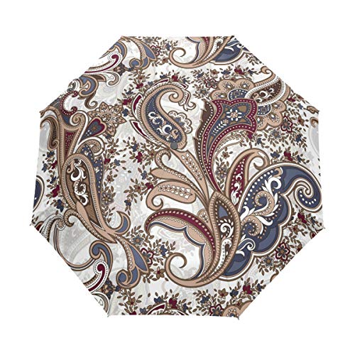 HMZXZ RXYY ethnisch Paisley Drucken Falten Auto Öffnen Schließen Regenschirm für Frauen Männer Jungs Mädchen Winddicht Kompakt Reise Leicht Regen Regenschirm von HMZXZ