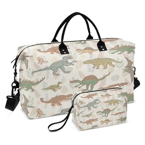 Reisetasche, Sporttasche, Cartoon-Dinosaurier, Retro, für Damen und Herren, Wochenend-Tragetaschen, multi von HMZXZ