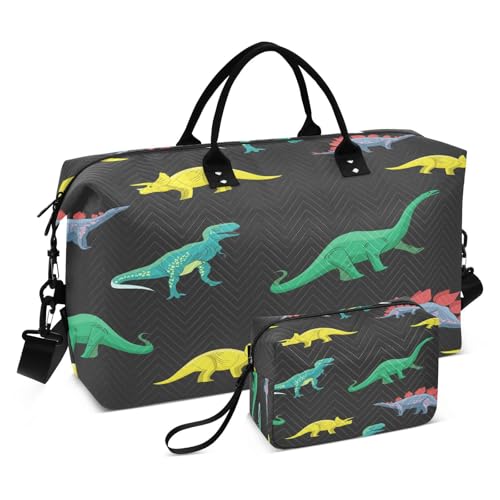 Reisetasche, Sporttasche, Dinosaurier, Cartoon-Charaktere für Damen und Herren, Wochenend-Tragetaschen, multi von HMZXZ