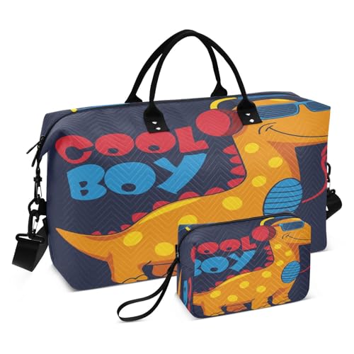 Reisetasche, Turnbeutel, lustiger Dinosaurier-Charakter für Damen und Herren, Wochenend-Tragetasche, multi von HMZXZ