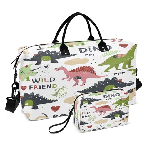 Reisetasche, Turnbeutel, tropischer Dinosaurier, Palme, für Damen und Herren, Wochenend-Tragetaschen, multi von HMZXZ