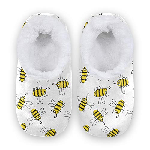 Rxyy Niedlich Biene Muster Hausschuhe für Frauen Männer Unisex, Damen Winter Wärme Hause Hausschuhe Pantoffeln Socken Fuzzy Füße Hausschuhe Schlafzimmer von HMZXZ