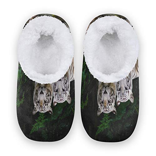 Rxyy Weiß Tiger Afrikanisch Hausschuhe für Frauen Männer Unisex, Damen Winter Wärme Hause Hausschuhe Pantoffeln Socken Fuzzy Füße Hausschuhe Schlafzimmer von HMZXZ