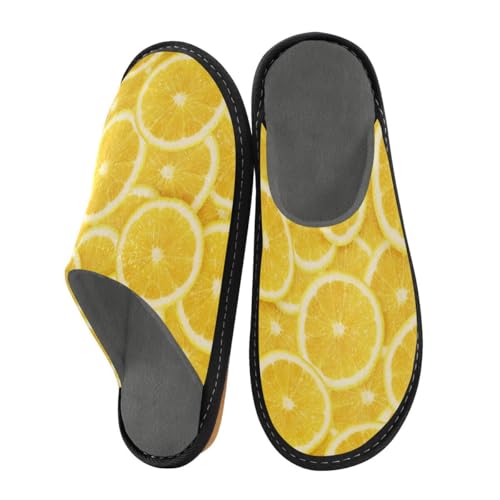 Sommergelbe Zitronen-Hausschuhe für Herren und Damen, Zitronenfrucht, Hausschuhe, Hausschuhe, Socken, Hausschuhe, Schlafzimmer, Reisen, Schuhverwendung, multi, 42/43 EU von HMZXZ