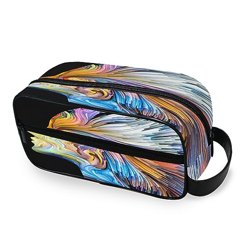 Tragbare Kulturtasche Abstrakte Aquarellkunst Mann Reise Waschtasche Multifunktions Kosmetiktasche Make-up-Tasche Aufbewahrungstasche für Frauen Männer Jungen Mädchen, multi von HMZXZ