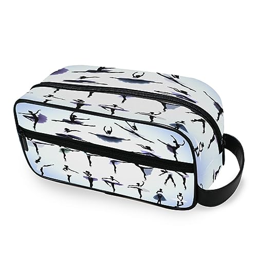 Tragbare Kulturtasche Aquarell Ballett Mädchen Druck Reise Waschtasche Multifunktions Kosmetiktasche Make-up-Tasche Aufbewahrungstasche für Frauen Männer Jungen Mädchen, multi von HMZXZ