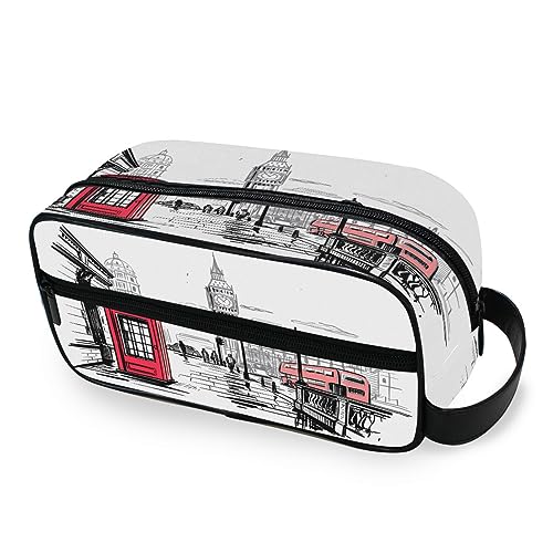 Tragbare Kulturtasche Aquarell London City Big Ben Reise Waschtasche Multifunktions Kosmetiktasche Make-up-Tasche Aufbewahrungstasche für Damen Herren Jungen Mädchen, multi von HMZXZ