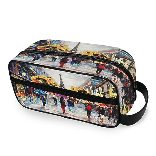 Tragbare Kulturtasche Aquarell Paris Eiffelturm Reise Waschtasche Multifunktions Kosmetiktasche Make-up-Tasche Aufbewahrungstasche für Damen Herren Jungen Mädchen, multi von HMZXZ