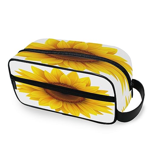 Tragbare Kulturtasche Aquarell Sonnenblume Gelb Reise Waschtasche Multifunktions Kosmetiktasche Make-up-Tasche Aufbewahrungstasche für Frauen Männer Jungen Mädchen, multi von HMZXZ