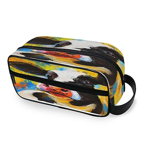 Tragbare Kulturtasche Aquarell Tier Kuh Kopf Reise Waschtasche Multifunktions Kosmetiktasche Make-up Tasche Aufbewahrungstasche für Frauen Männer Jungen Mädchen, multi von HMZXZ