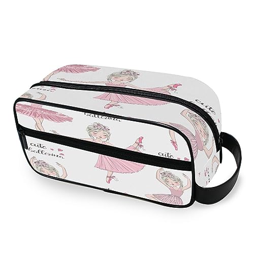 Tragbare Kulturtasche Cartoon Ballerinas Mädchen Schönes Herz Reise Waschtasche Multifunktions Kosmetiktasche Make-up-Tasche Aufbewahrungstasche für Frauen Männer Jungen Mädchen, multi von HMZXZ