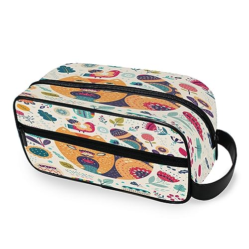 Tragbare Kulturtasche Ethnische Katzen Blume Reise Waschtasche Multifunktions Kosmetiktasche Make-up-Tasche Aufbewahrungstasche für Frauen Männer Jungen Mädchen, multi von HMZXZ