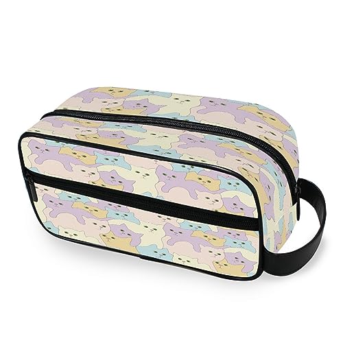 Tragbare Kulturtasche Farbige Katzen Reise Waschtasche Multifunktions Kosmetiktasche Make-up-Tasche Aufbewahrungstasche für Frauen Männer Jungen Mädchen, multi von HMZXZ