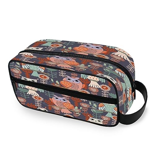 Tragbare Kulturtasche Floral Tier Vogel Eule Reise Waschtasche Multifunktions Kosmetiktasche Make-up-Tasche Aufbewahrungstasche für Frauen Männer Jungen Mädchen, multi von HMZXZ