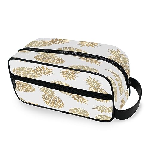 Tragbare Kulturtasche Gold Ananas Kunst Malerei Reise Waschtasche Multifunktions Kosmetiktasche Make-up-Tasche Aufbewahrungstasche für Frauen Männer Jungen Mädchen, multi von HMZXZ