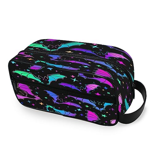 Tragbare Kulturtasche Gothic Fledermäuse Halloween Reise Waschtasche Multifunktions Kosmetiktasche Make-up-Tasche Aufbewahrungstasche für Frauen Männer Jungen Mädchen, multi von HMZXZ