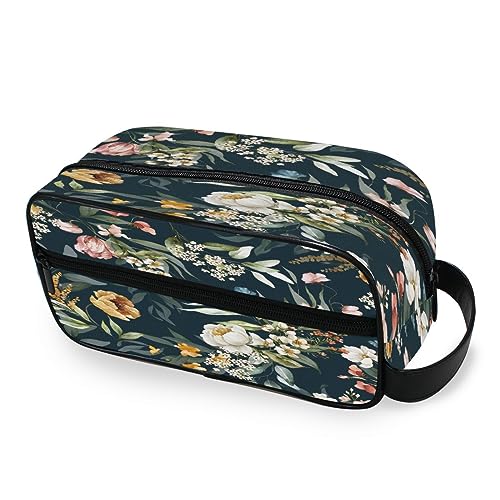 Tragbare Kulturtasche Grüne Blätter Zweige Blume Reise Waschtasche Multifunktions Kosmetiktasche Make-up-Tasche Aufbewahrungstasche für Frauen Männer Jungen Mädchen, multi von HMZXZ