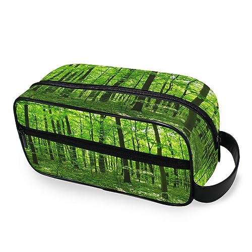 Tragbare Kulturtasche Grüner Wald Baum Reise Waschtasche Multifunktions Kosmetiktasche Make-up-Tasche Aufbewahrungstasche für Frauen Männer Jungen Mädchen, multi von HMZXZ