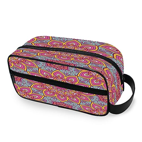 Tragbare Kulturtasche Indische Ottomane Motive Blume Reise Waschtasche Multifunktions Kosmetiktasche Make-up-Tasche Aufbewahrungstasche für Frauen Männer Jungen Mädchen, multi von HMZXZ