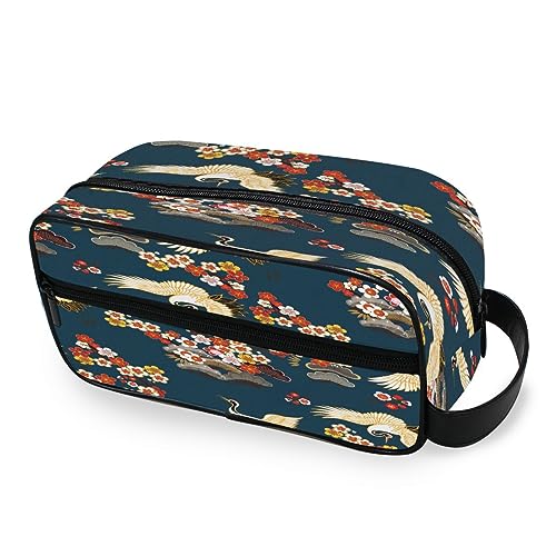 Tragbare Kulturtasche Japanische Blumenkraniche Reise Waschtasche Multifunktions Kosmetiktasche Make-up-Tasche Aufbewahrungstasche für Frauen Männer Jungen Mädchen, multi von HMZXZ