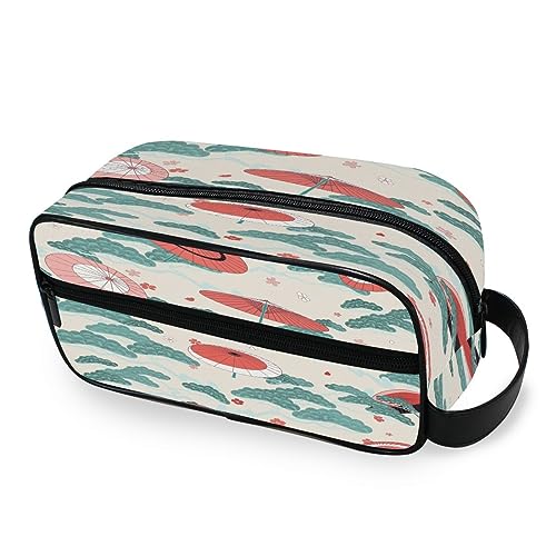 Tragbare Kulturtasche Japanischer Regenschirm Druck Reise Waschtasche Multifunktions Kosmetiktasche Make-up-Tasche Aufbewahrungstasche für Frauen Männer Jungen Mädchen, multi von HMZXZ