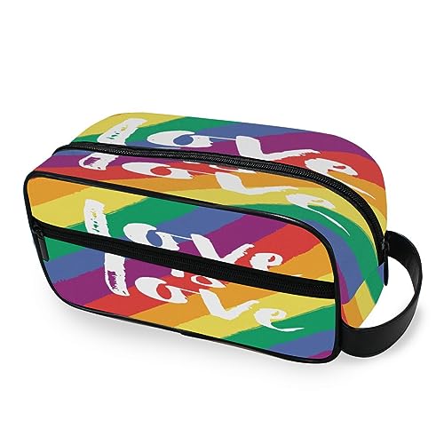 Tragbare Kulturtasche Love is Love LGBT Reise Waschtasche Multifunktions Kosmetiktasche Make-up-Tasche Aufbewahrungstasche für Frauen Männer Jungen Mädchen, multi von HMZXZ