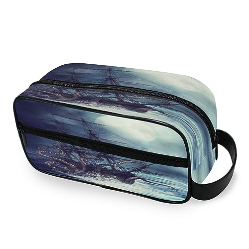 Tragbare Kulturtasche Meer Pirat Boot Reise Waschtasche Multifunktions Kosmetiktasche Make-up Tasche Aufbewahrungstasche für Frauen Männer Jungen Mädchen, multi von HMZXZ