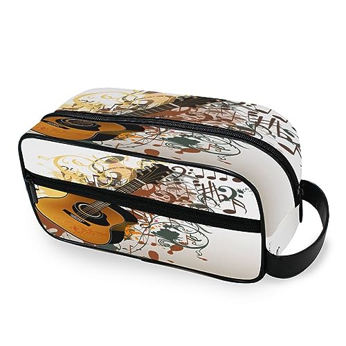 Tragbare Kulturtasche Musik Gitarre Noten Reise Waschtasche Multifunktions Kosmetiktasche Make-up-Tasche Aufbewahrungstasche für Frauen Männer Jungen Mädchen, multi von HMZXZ