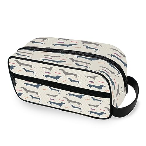 Tragbare Kulturtasche Niedlicher Dackel Hund Reise Waschtasche Multifunktions Kosmetiktasche Make-up-Tasche Aufbewahrungstasche für Frauen Männer Jungen Mädchen, multi von HMZXZ