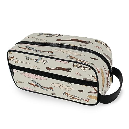 Tragbare Kulturtasche Retro Flugzeuge Wolken Reise Waschtasche Multifunktions Kosmetiktasche Make-up-Tasche Aufbewahrungstasche für Frauen Männer Jungen Mädchen, multi von HMZXZ