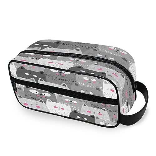 Tragbare Kulturtasche Tier Katze Muster Reise Waschtasche Multifunktions Kosmetiktasche Make-up Beutel Aufbewahrungstasche für Frauen Männer Jungen Mädchen, multi von HMZXZ