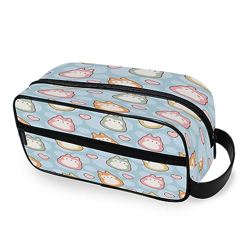 Tragbare Kulturtasche Tier Kawaii Fuchs Herzen Reise Waschtasche Multifunktions Kosmetiktasche Make-up-Tasche Aufbewahrungstasche für Frauen Männer Jungen Mädchen, multi von HMZXZ