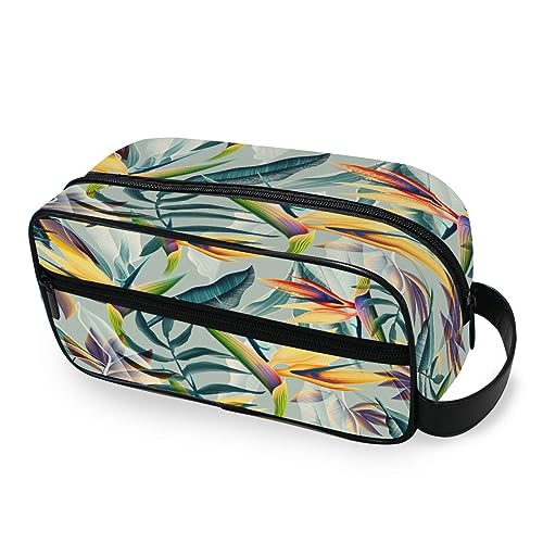 Tragbare Kulturtasche Tropische Blumen Blätter Reise Waschtasche Multifunktions Kosmetiktasche Make-up-Tasche Aufbewahrungstasche für Frauen Männer Jungen Mädchen, multi von HMZXZ