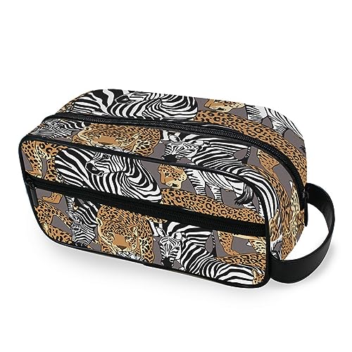 Tragbare Kulturtasche Wild Jaguars Zebras Tier Reise Waschtasche Multifunktions Kosmetiktasche Make-up-Tasche Aufbewahrungstasche für Frauen Männer Jungen Mädchen, multi von HMZXZ